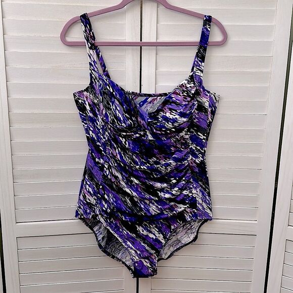 Croft & Barrow Swimsuit Size 16 One Piece Purple Splash NWOT - Picture 3 of 16